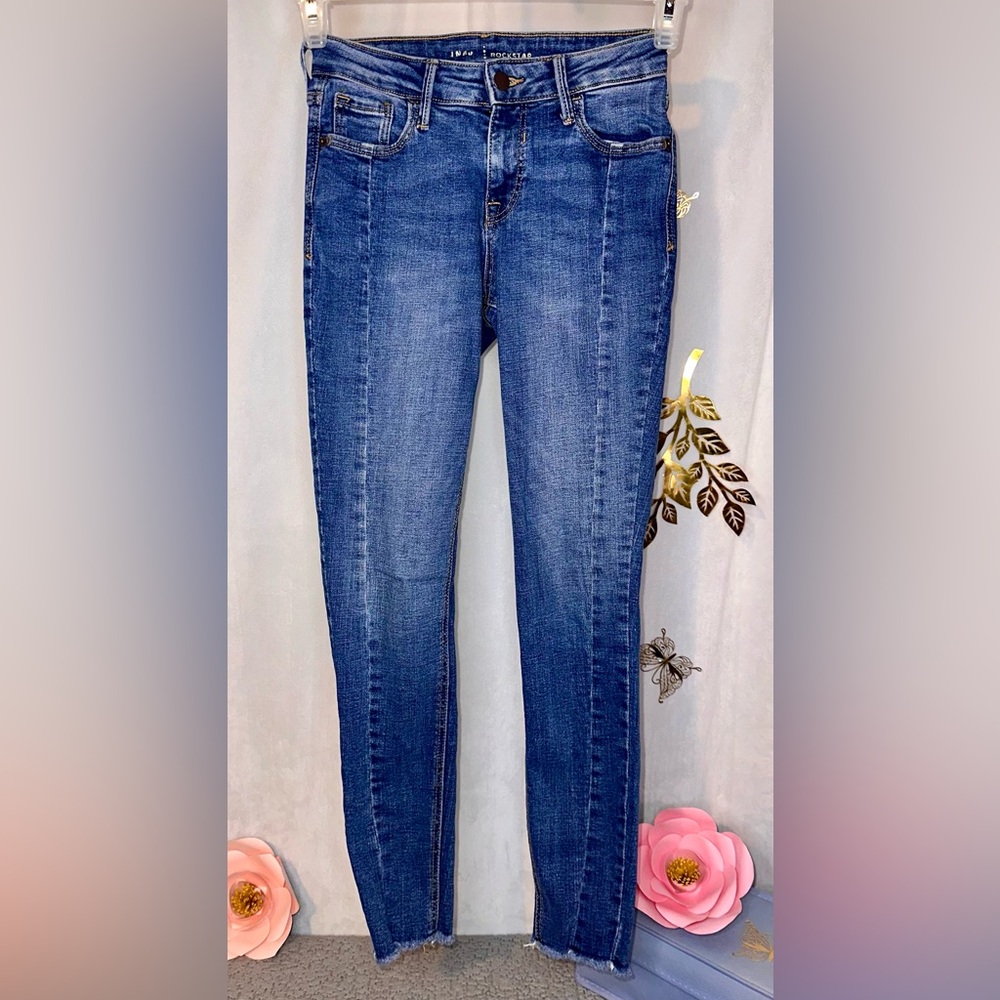 Women’s Old Navy Rockstar Jeans Mid-Rise Super Skinny Frayed Hems Size 0 #E-005
